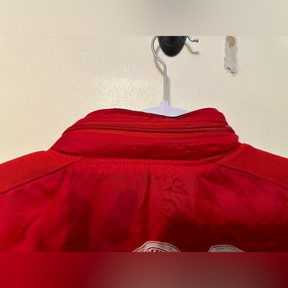 Coogi Bomber Jacket With Hood Size Large Red Vintage Retro Logo Embroidered - Picture 8 of 10